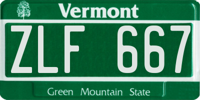 VT license plate ZLF667