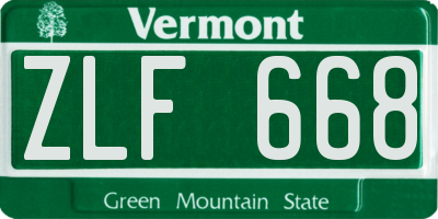VT license plate ZLF668