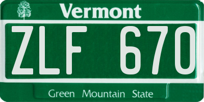 VT license plate ZLF670