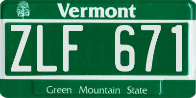 VT license plate ZLF671