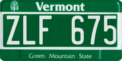 VT license plate ZLF675