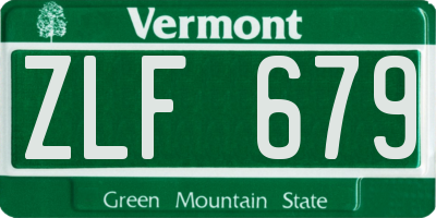 VT license plate ZLF679