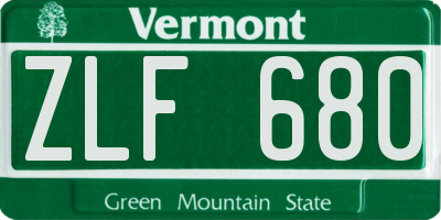 VT license plate ZLF680