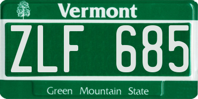 VT license plate ZLF685