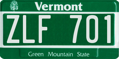 VT license plate ZLF701