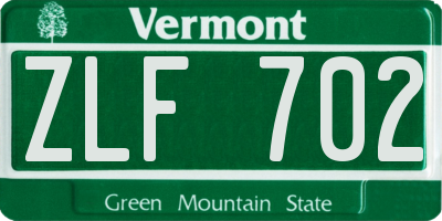VT license plate ZLF702