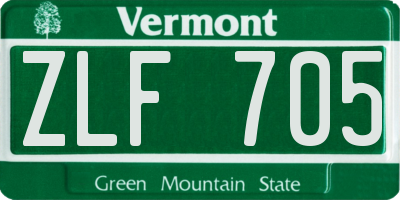 VT license plate ZLF705
