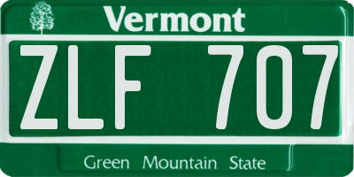 VT license plate ZLF707