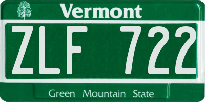 VT license plate ZLF722