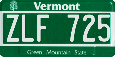 VT license plate ZLF725