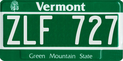 VT license plate ZLF727