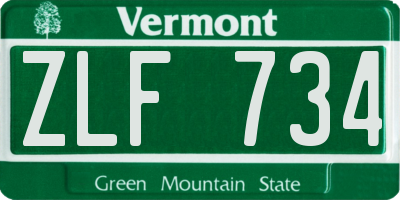 VT license plate ZLF734