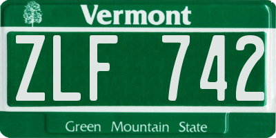 VT license plate ZLF742