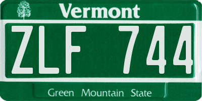 VT license plate ZLF744