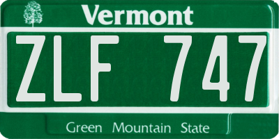 VT license plate ZLF747