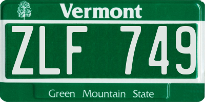 VT license plate ZLF749