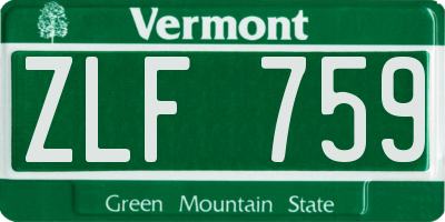VT license plate ZLF759