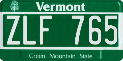 VT license plate ZLF765