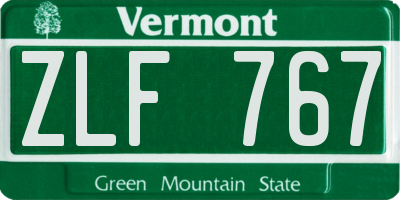 VT license plate ZLF767