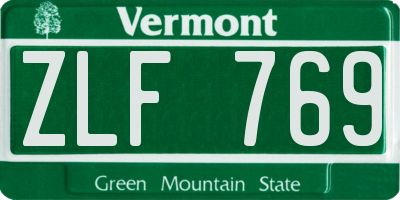 VT license plate ZLF769
