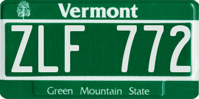 VT license plate ZLF772