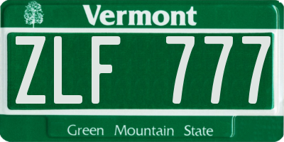 VT license plate ZLF777