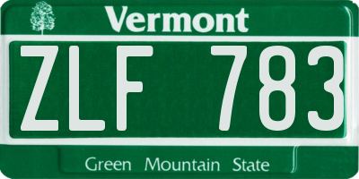 VT license plate ZLF783