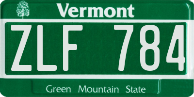 VT license plate ZLF784