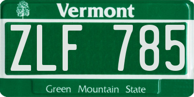 VT license plate ZLF785