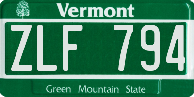 VT license plate ZLF794