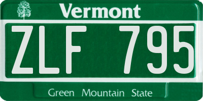 VT license plate ZLF795