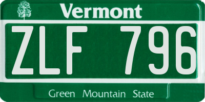 VT license plate ZLF796