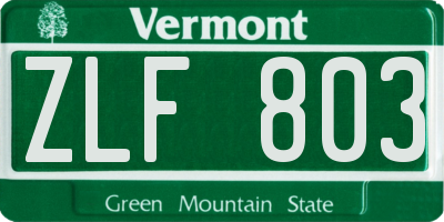 VT license plate ZLF803