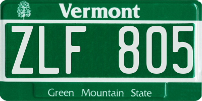 VT license plate ZLF805
