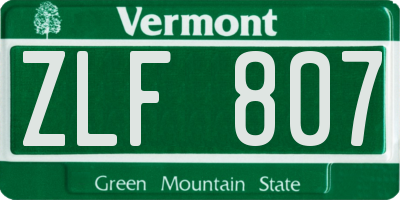 VT license plate ZLF807