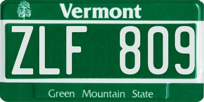 VT license plate ZLF809
