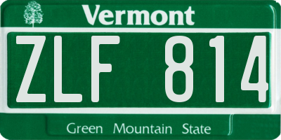 VT license plate ZLF814