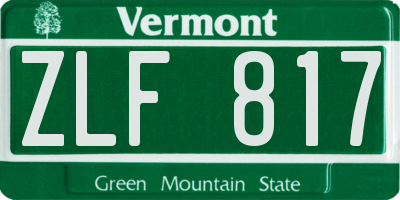 VT license plate ZLF817