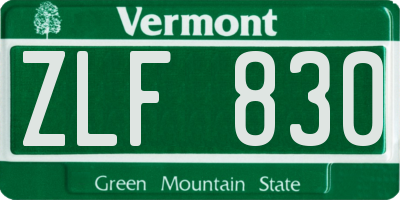 VT license plate ZLF830