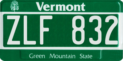 VT license plate ZLF832