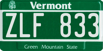 VT license plate ZLF833