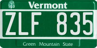 VT license plate ZLF835