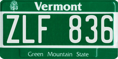 VT license plate ZLF836