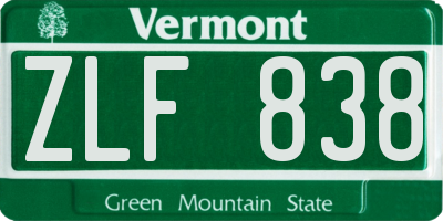 VT license plate ZLF838