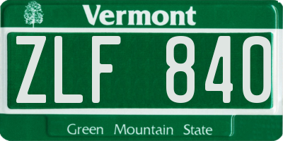VT license plate ZLF840