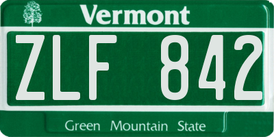 VT license plate ZLF842
