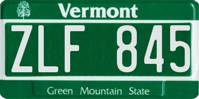 VT license plate ZLF845