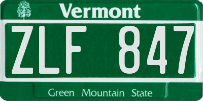 VT license plate ZLF847
