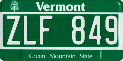 VT license plate ZLF849
