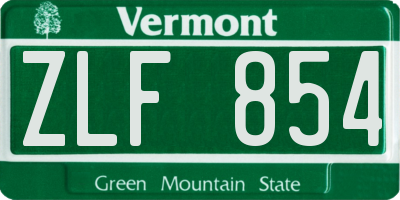 VT license plate ZLF854
